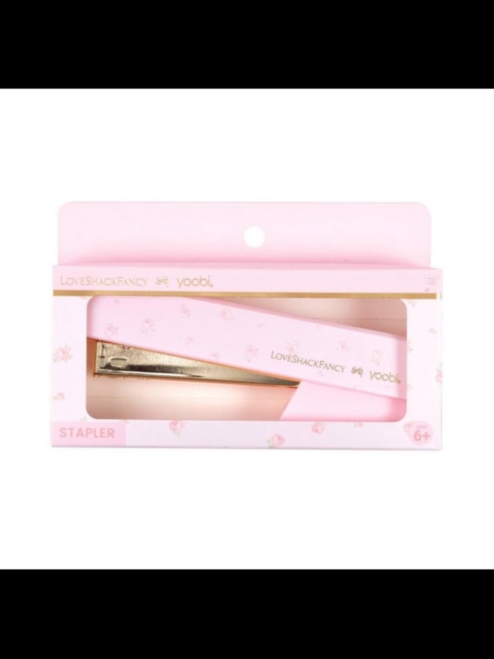 LoveShackFancy x Target Stapler Office Floral Rose Print Gold Accents Pink